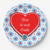 Brezelherzen Bayern Edelweiß Pappteller (Vorderseite)
