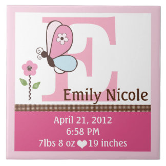 Bria Butterfly Letter Name Birth Info Tile Fliese
