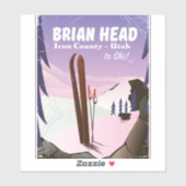 Brian Head, Iron Landkreis Utah, USA Ski Poster Aufkleber (Blatt)