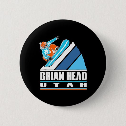 Brian Head Utah - Vintager Snowboarder Button (Vorderseite)