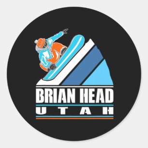 Brian Head Utah - Vintager Snowboarder Runder Aufkleber