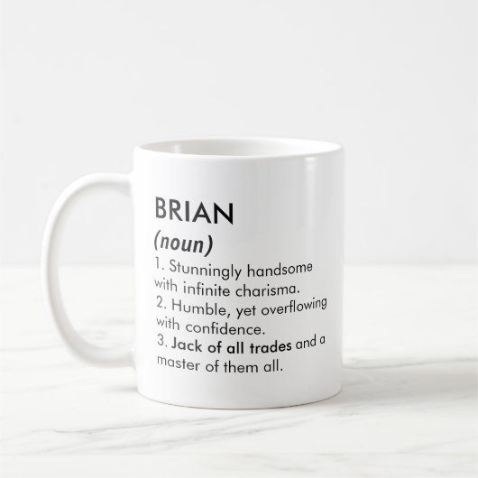 Brian Name, Bearbeitbarer Name, Benutzerdefinierte Kaffeetasse (Links)