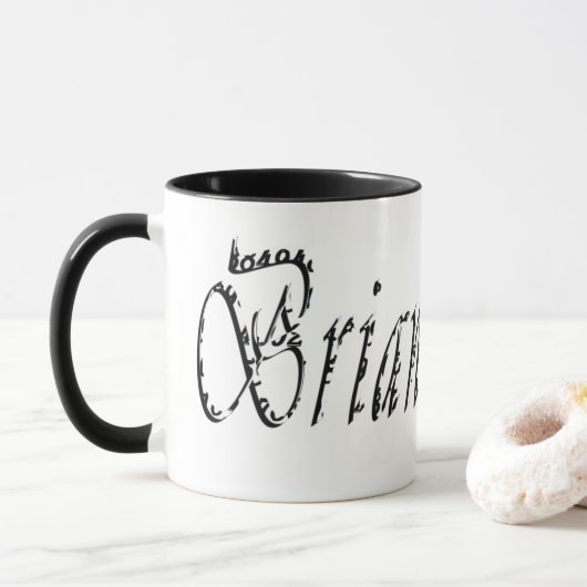 Brian, Name Cursive Logo, Combo Coffee Tasse (Mit Donut)