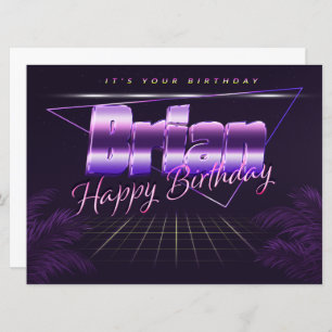 Brian Name Vorname lila retro Karte Geburtstag