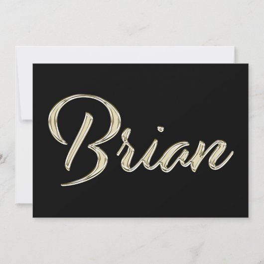 Brian Name white gold Handwriting Karte (Vorderseite)