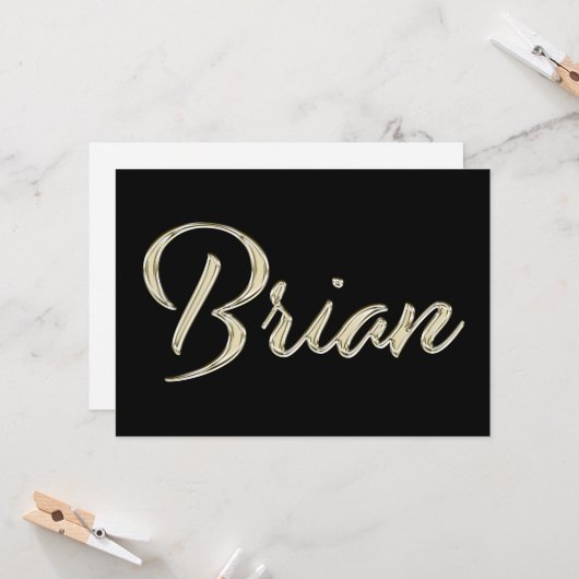 Brian Name white gold Handwriting Karte (Vorderseite/Rückseite Beispiel)