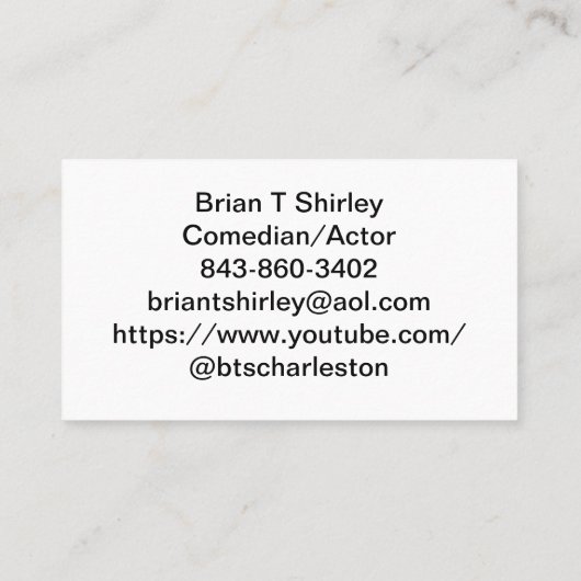 Brian T Shirley Bus Card Visitenkarte (Rückseite)