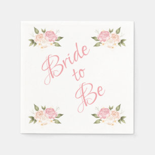Brian to be Pink Floral Script Wassercolor Hochzei Serviette