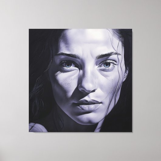 "Brianna Blue" Frauen in Kohle Leinwanddruck (Vorderseite)