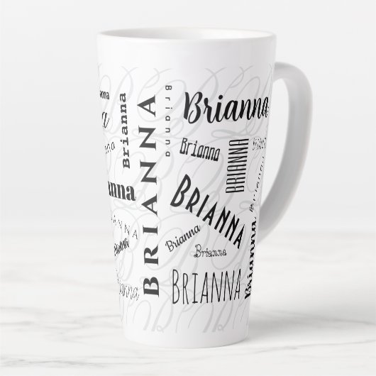 Brianna Custom Name Black White Milchtasse (Rechte Ecke)