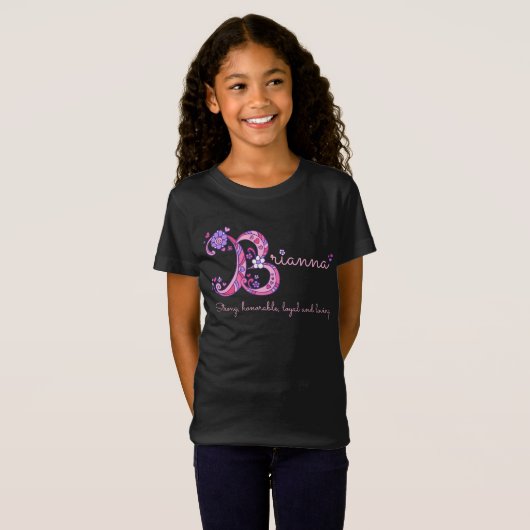 Brianna Girls B Name bedeutet rosa Buchstaben Shir T-Shirt (Vorne ganz)