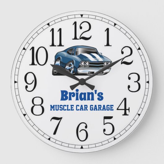 Brian's 69 Muscle Car Large Clock Große Wanduhr (Vorderseite)