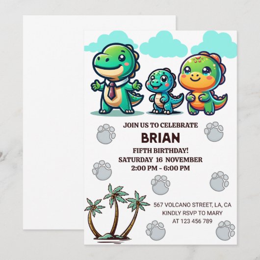 Brians fünfter Geburtstag Einladung (Vorne/Hinten)