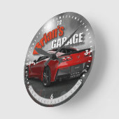Brian's Garage Corvette Wall Clock Runde Wanduhr (Winkel)