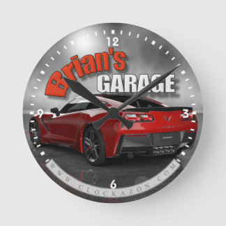 Brian's Garage Corvette Wall Clock Runde Wanduhr
