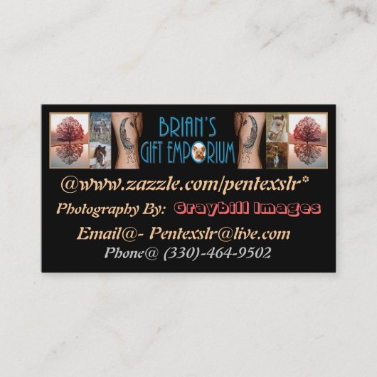 Brians Geschenk-Handelszentrum-Visitenkarte Visitenkarte (Vorderseite)