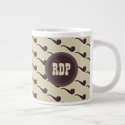 Briar Pipes Custom Initials Pipe Smoker's Jumbo-Tasse (Rechts)