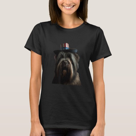 Briard 4th of July  Briard USA T-Shirt (Vorderseite)