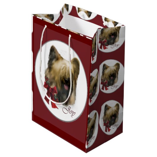 Briard Christmas Mittlere Geschenktüte (Rückseite Schrägansicht)
