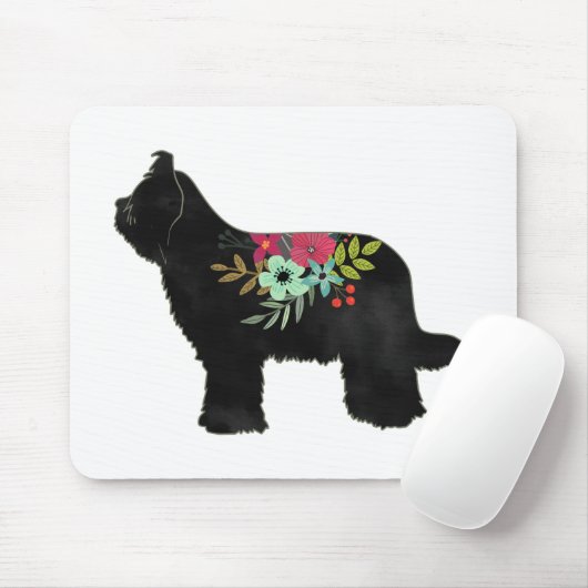 Briard Dog Breed Boho Silhouette Mousepad (Mit Mouse)