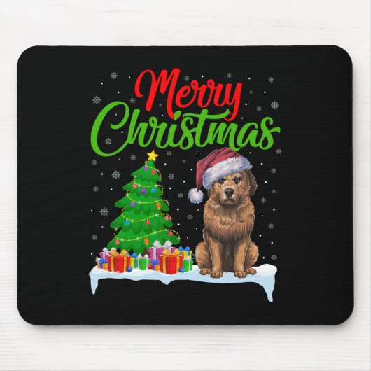 Briard Dog Christmas Tree Lights Funny Xmas Briard Mousepad (Vorne)