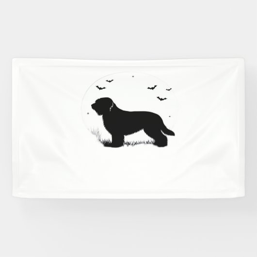 Briard Dog - Halloween Moon Silhouette Oversified Banner (Horizontal)