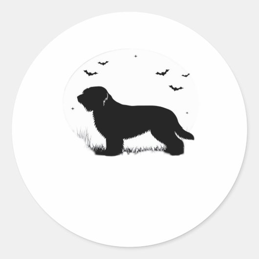 Briard Dog - Halloween Moon Silhouette Oversified Runder Aufkleber (Vorderseite)