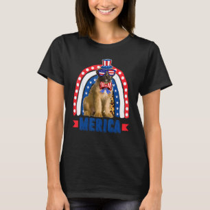Briard Dog Rainbow Leopard Merica Flag 4. Juli T-Shirt