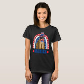 Briard Dog Rainbow Leopard Merica Flag 4. Juli T-Shirt (Vorne ganz)