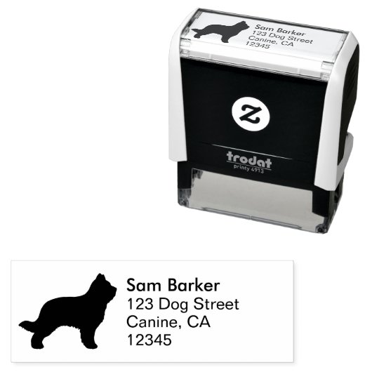 Briard Dog Rasse Silhouette Rücksendeadresse Permastempel (Beispiel)