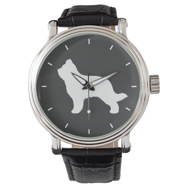 Briard Dog Silhouette Armbanduhr (Vorderseite)