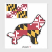 Briard Dog Silhouette mit Maryland Flag Aufkleber (Blatt)