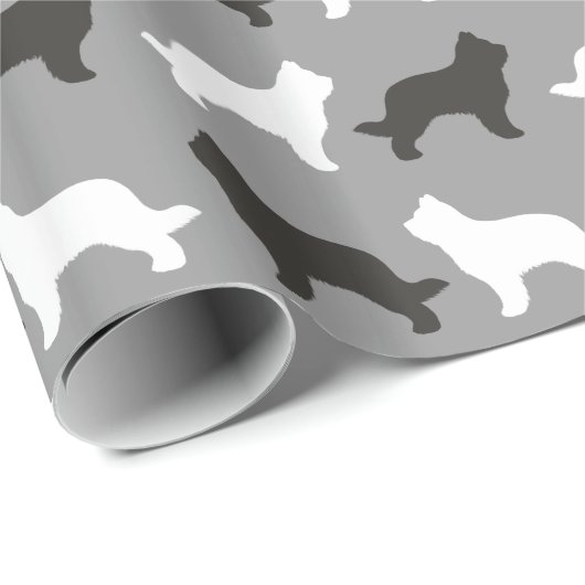 Briard Dog Silhouetten Muster Geschenkpapier (Rolleneckpunkt)