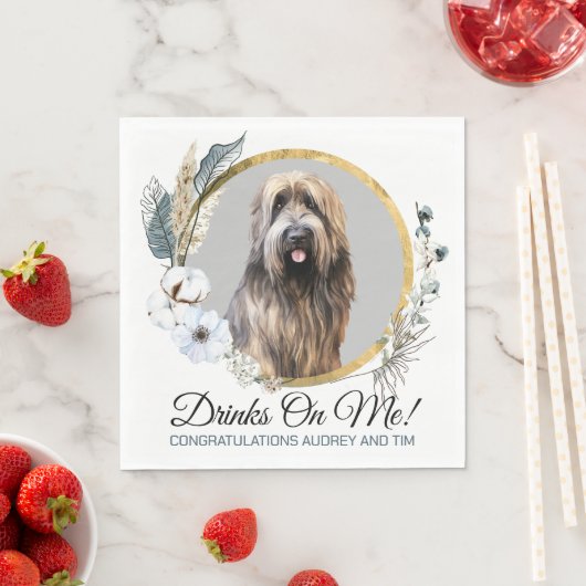 Briard Dog Wedding Napkins mit Hunde Foto Serviette (Beispiel)