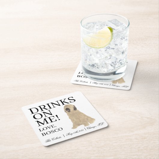 Briard Dog Wedding Rechteckiger Pappuntersetzer (Vor Ort)