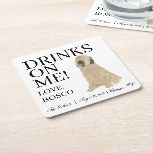 Briard Dog Wedding Rechteckiger Pappuntersetzer (angewinkelt)