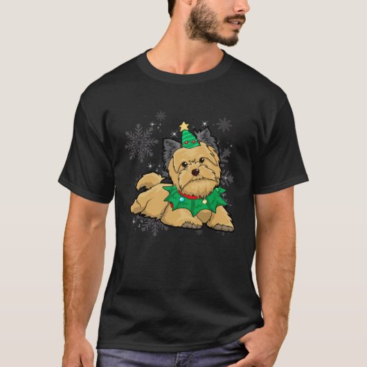 Briard Dog Woman Christmas Tree Dog T-Shirt (Vorderseite)
