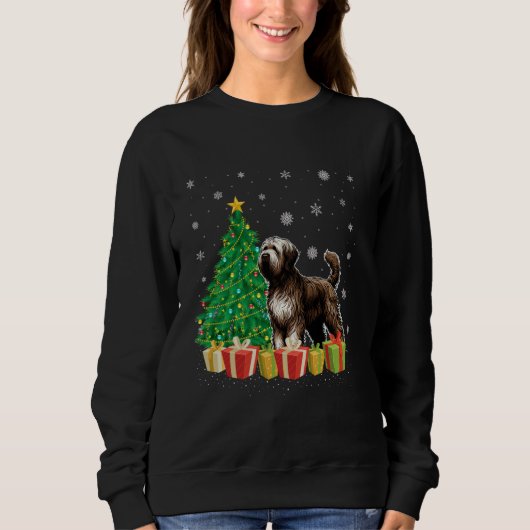 Briard Dog Xmas Tree Lighting Weihnachtsmannmütze Sweatshirt (Vorderseite)