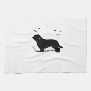 Briard Hund � Halloween-Mond-Silhouette Oversized  Geschirrtuch