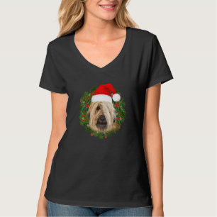 Briard Hund in Weihnachtsmannmütze Frohe Weihnacht T-Shirt