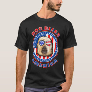 Briard Hund segne Amerika Flag USA Patriotic 4. T-Shirt