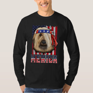 Briard Merica 4. Juli Hunde Patriotische Flagge T-Shirt