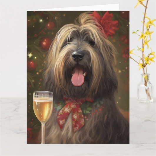 Briard New Year Karte (Gelbe Blume)