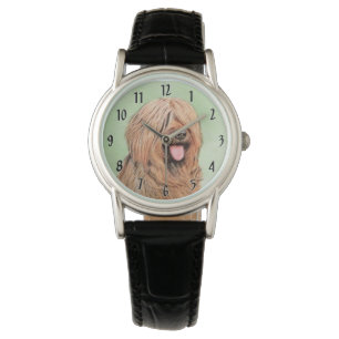 Briard Painting - Niedliche Original Dog Art Armbanduhr