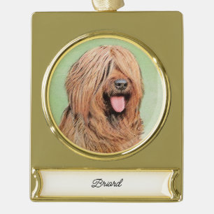 Briard Painting - Niedliche Original Dog Art Banner-Ornament Gold