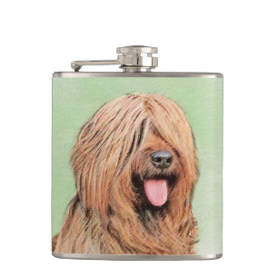 Briard Painting - Niedliche Original Dog Art Flachmann