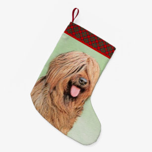 Briard Painting - Niedliche Original Dog Art Kleiner Weihnachtsstrumpf
