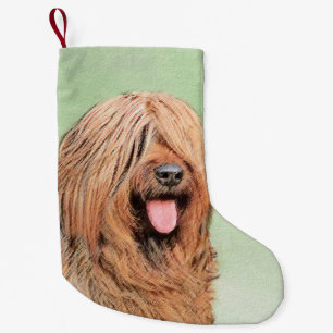 Briard Painting - Niedliche Original Dog Art Kleiner Weihnachtsstrumpf