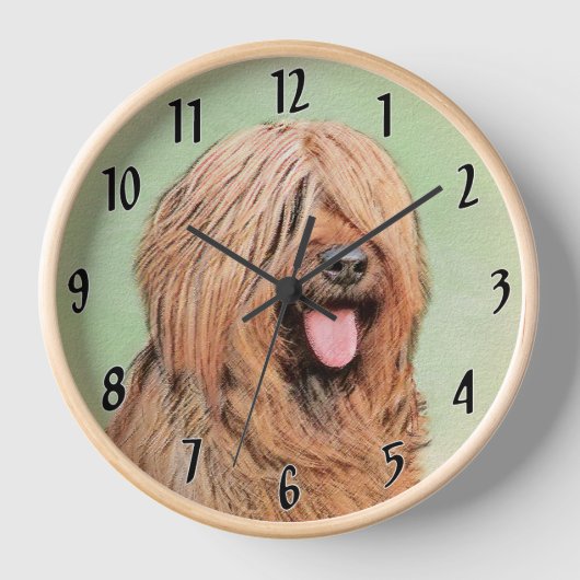 Briard Painting - Niedliche Original Dog Art Uhr (Vorderseite)