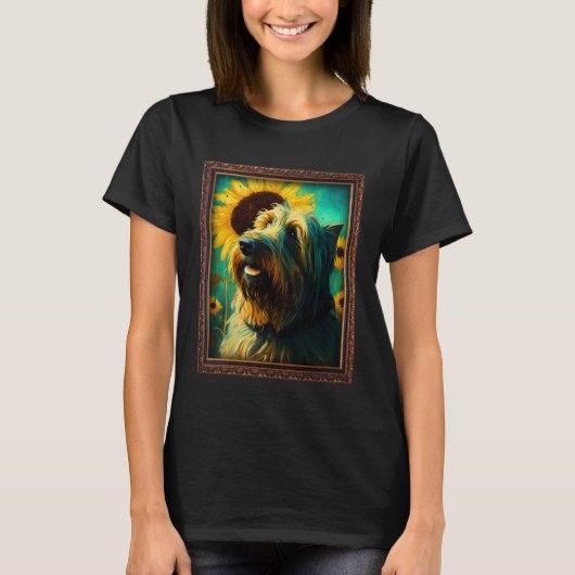 Briard Painting Sunflower Flower Mom Women Floral T-Shirt (Vorderseite)